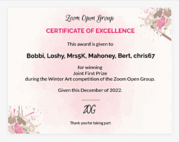 The ZOG Award Certificate 2022